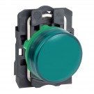 XB5AVB3 - luz piloto, Harmony XB5, plástico gris, verde, 22 mm, LED universal, lente lisa, 24 V CA CC - Schneider Electric - 0